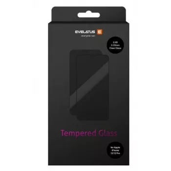 Evelatus Apple iPhone 12/12 Pro protector de pantalla de cristal templado transparente de 0,33 mm con adhesivo japonés, antiestático