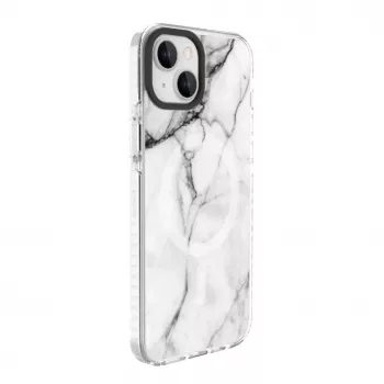 Evelatus Apple iPhone 15 Plus funda PC+TPU con MagSafe – Custom Marble White