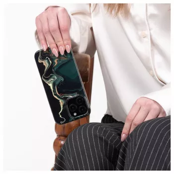 Evelatus funda PC para Apple iPhone 15 Pro Custom Print Marble Dark Green