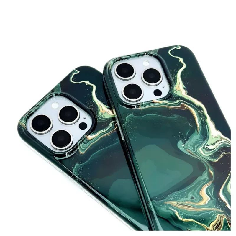 Evelatus funda PC para Apple iPhone 15 Pro Custom Print Marble Dark Green