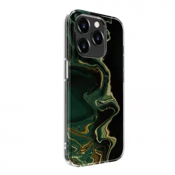Evelatus funda PC para Apple iPhone 15 Pro Custom Print Marble Dark Green