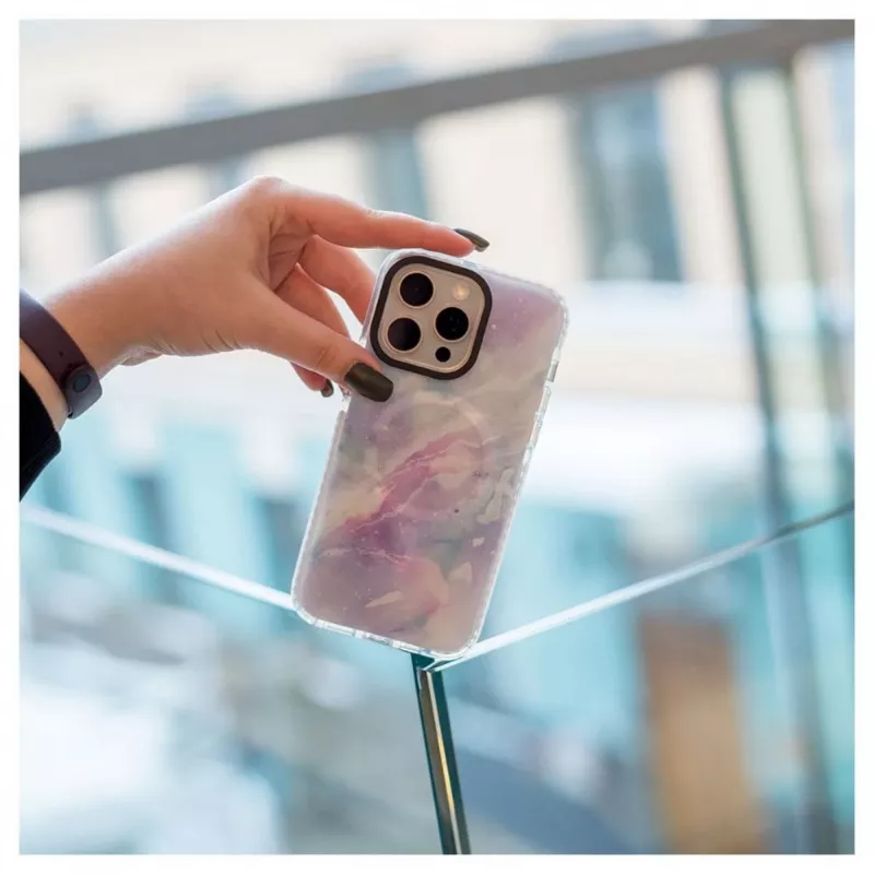 Evelatus Apple iPhone 15 Pro Funda PC+TPU con MagSafe - Mármol lila