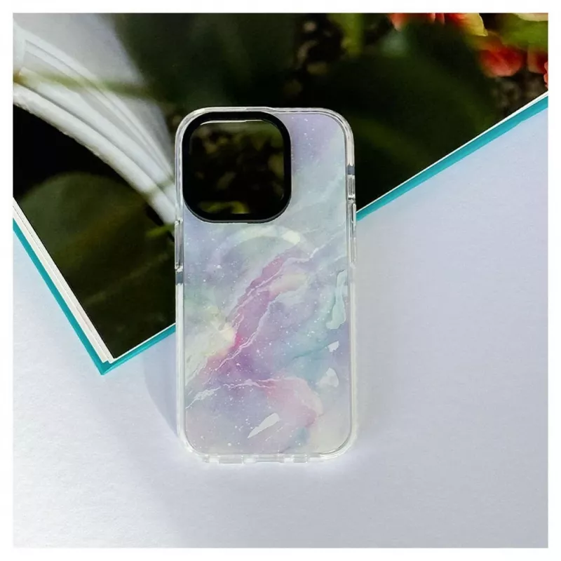 Evelatus Apple iPhone 15 Pro Funda PC+TPU con MagSafe - Mármol lila