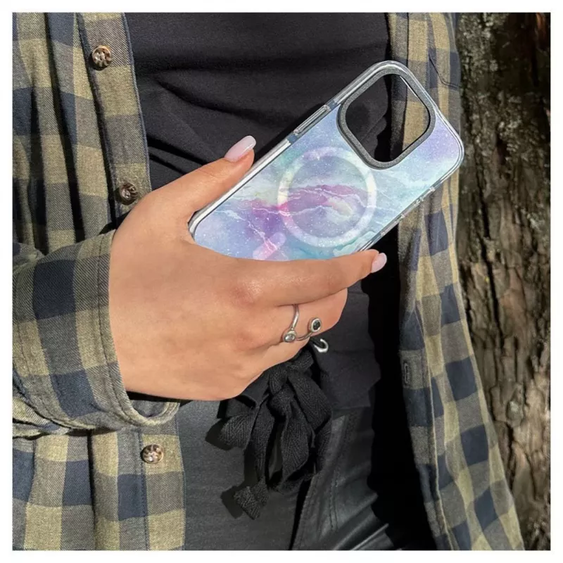 Evelatus Apple iPhone 15 Pro Funda PC+TPU con MagSafe - Mármol lila