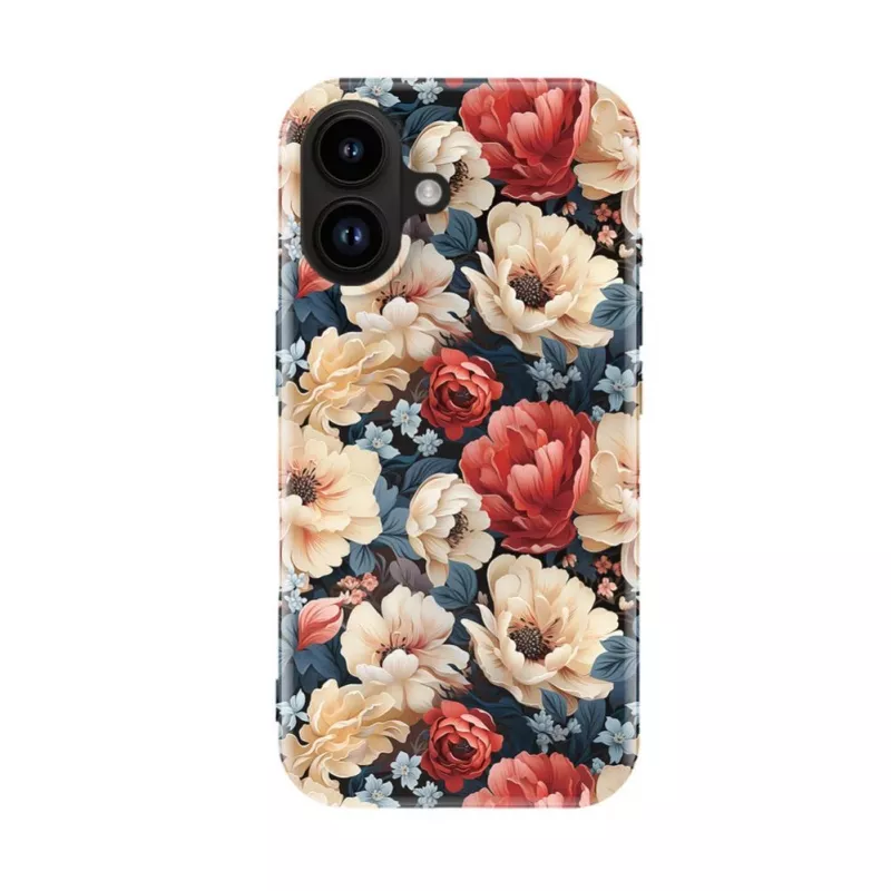 Evelatus funda Slim Shell con MagSafe para Apple iPhone 16 Custom Flower Red Print