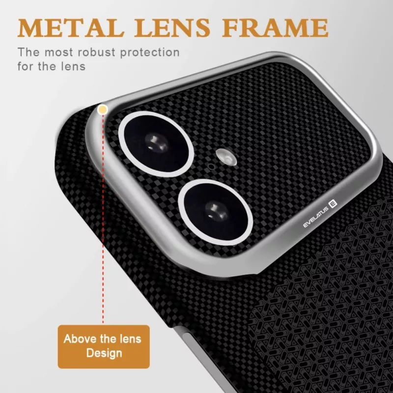Funda MagSafe Evelatus Carbon Premium Edition para Apple iPhone 17 negra