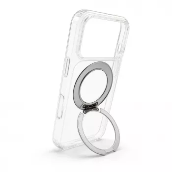 Evelatus Funda híbrida con MagSafe PC+TPU soporte metálico 360° para Apple iPhone 17 Pro Transparente