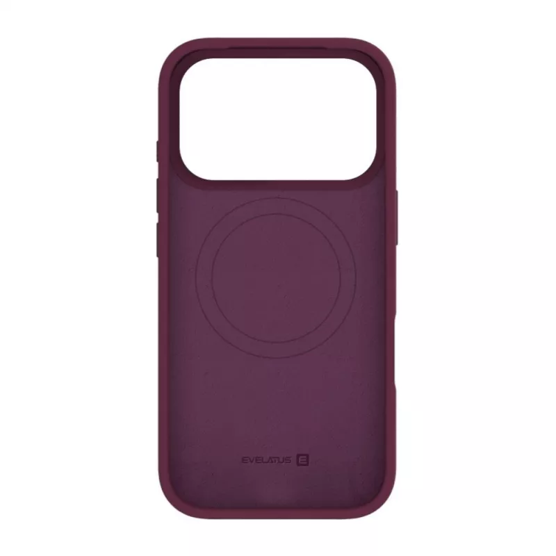 Evelatus Funda de silicona Soft Touch Premium MagSafe para Apple iPhone 18 Pro Burdeos