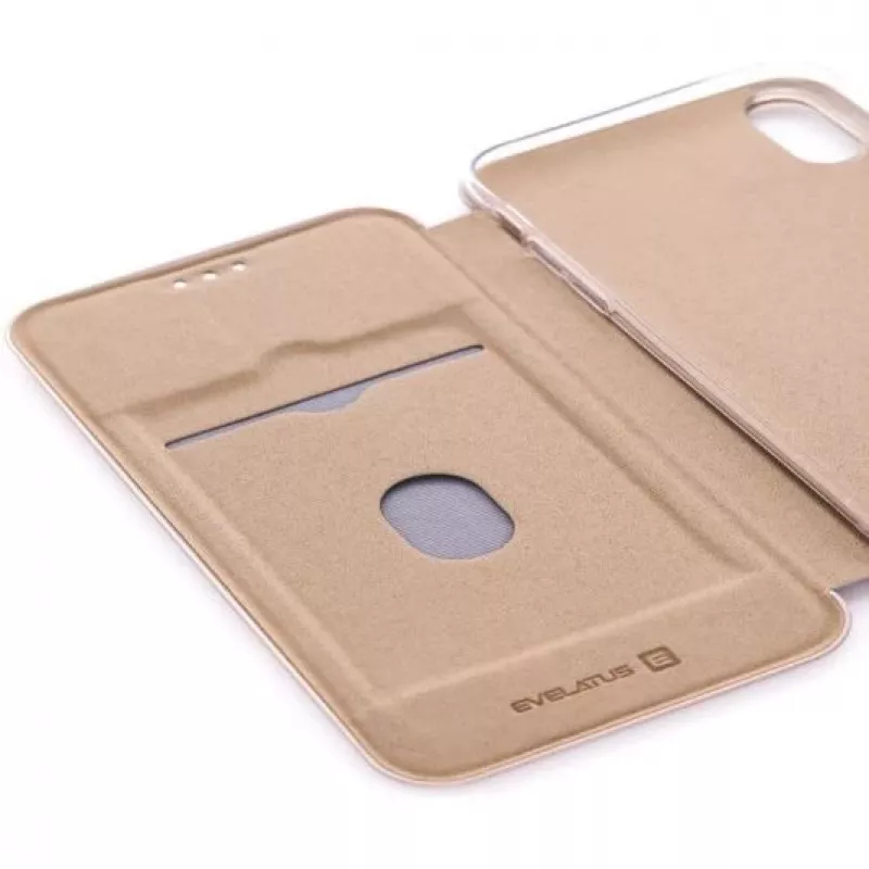 Evelatus Funda tipo libro para Apple iPhone XR, dorada