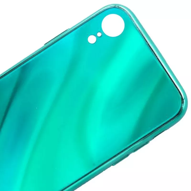 Evelatus funda de cristal templado con baño electrolítico efecto agua ondulada para Apple iPhone XR verde