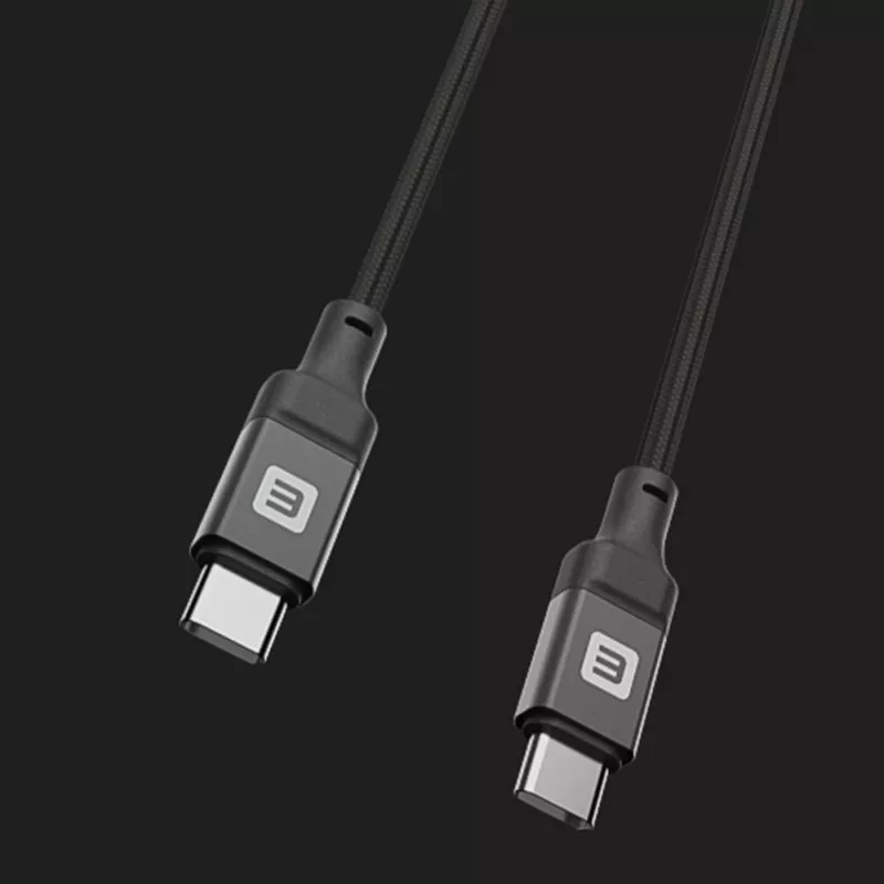 Evelatus Cable USB-C a USB-C en espiral 1,2 m 60 W PD trenzado Negro