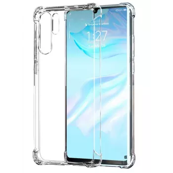Evelatus Funda de silicona Military Shockproof TPU para Huawei P30 Lite transparente