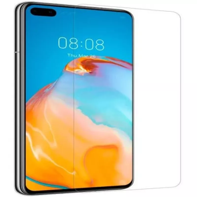 Evelatus Huawei P40 Protector de pantalla de cristal templado plano transparente 0,33 mm con pegamento de Japón, antiestático