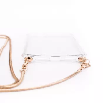 Evelatus Samsung Galaxy A10 Funda de silicona transparente con collar y correa TPU Dorado