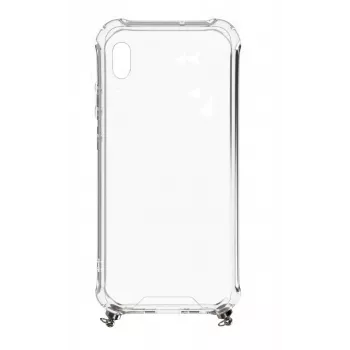 Evelatus Samsung Galaxy A10 Funda de silicona transparente con collar y correa TPU Dorado