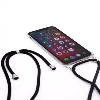 Evelatus Samsung Galaxy A10s funda con cordón, negro transparente
