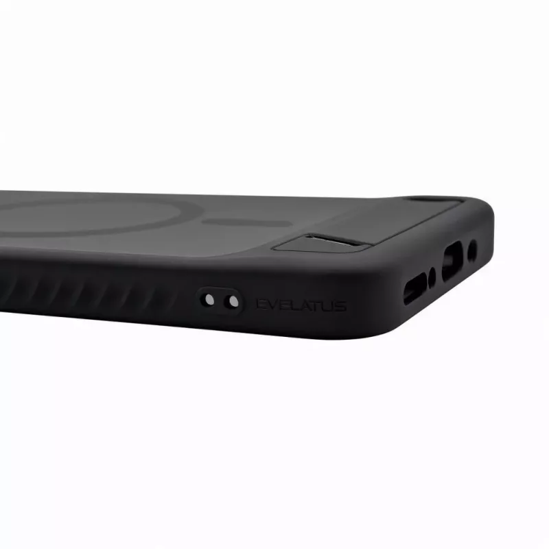 Evelatus Funda MagSafe engomada con soporte para Samsung Galaxy A17 4G / A17 5G Negra