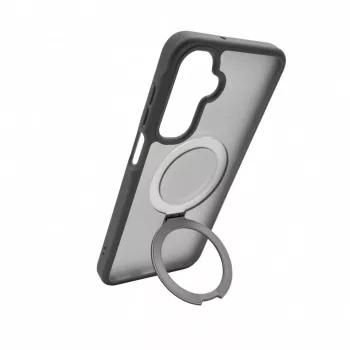 Evelatus Funda protectora con MagSafe y soporte para Samsung Galaxy A17 4G / A17 5G, gris humo mate con anillo