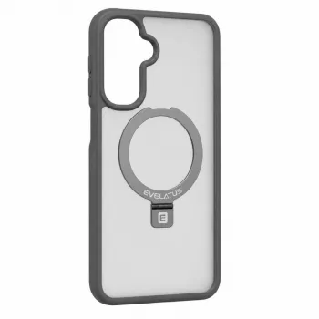 Evelatus Funda protectora con MagSafe y soporte para Samsung Galaxy A17 4G / A17 5G, gris humo mate con anillo