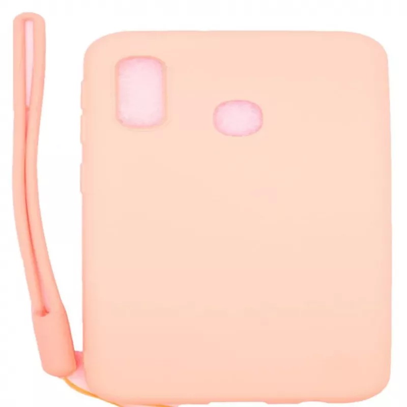 Evelatus Funda de silicona Soft Touch con correa para Samsung Galaxy A20e rosa