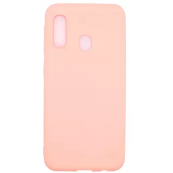 Evelatus Funda de silicona Soft Touch con correa para Samsung Galaxy A20e rosa