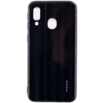 Evelatus Samsung Galaxy A20e Protector de pantalla de cristal templado Water Ripple Full Color Electroplating negro