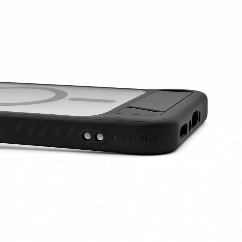 Evelatus Funda MagSafe de goma con soporte para Samsung Galaxy A37 / A36, negra