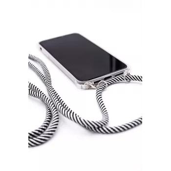 Evelatus Funda con correa de rayas negras para Samsung Galaxy A40s trasera TPU transparente