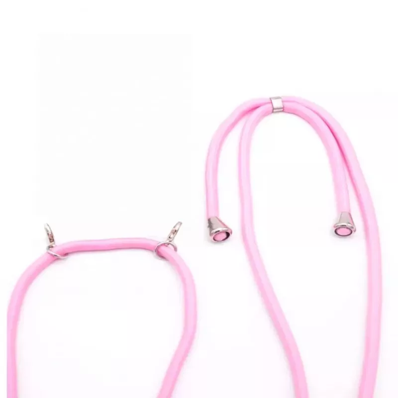 Evelatus Samsung Galaxy A40s Funda con Cordón Rosa Transparente