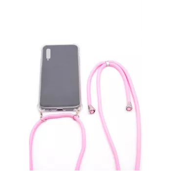 Evelatus Samsung Galaxy A50 Funda con Cordón Rosa Transparente