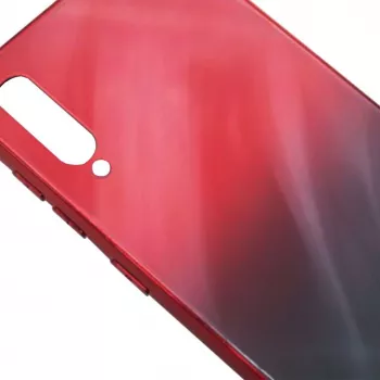 Evelatus Samsung Galaxy A50 Funda de cristal templado con efecto agua y electroplatado integral degradado Rojo-Negro