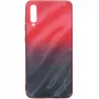 Evelatus Samsung Galaxy A50 Funda de cristal templado con efecto agua y electroplatado integral degradado Rojo-Negro
