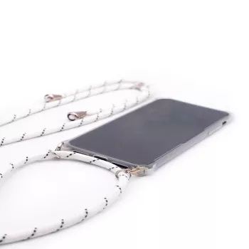 Evelatus Funda con correa de rayas blancas para Samsung Galaxy A50s transparente