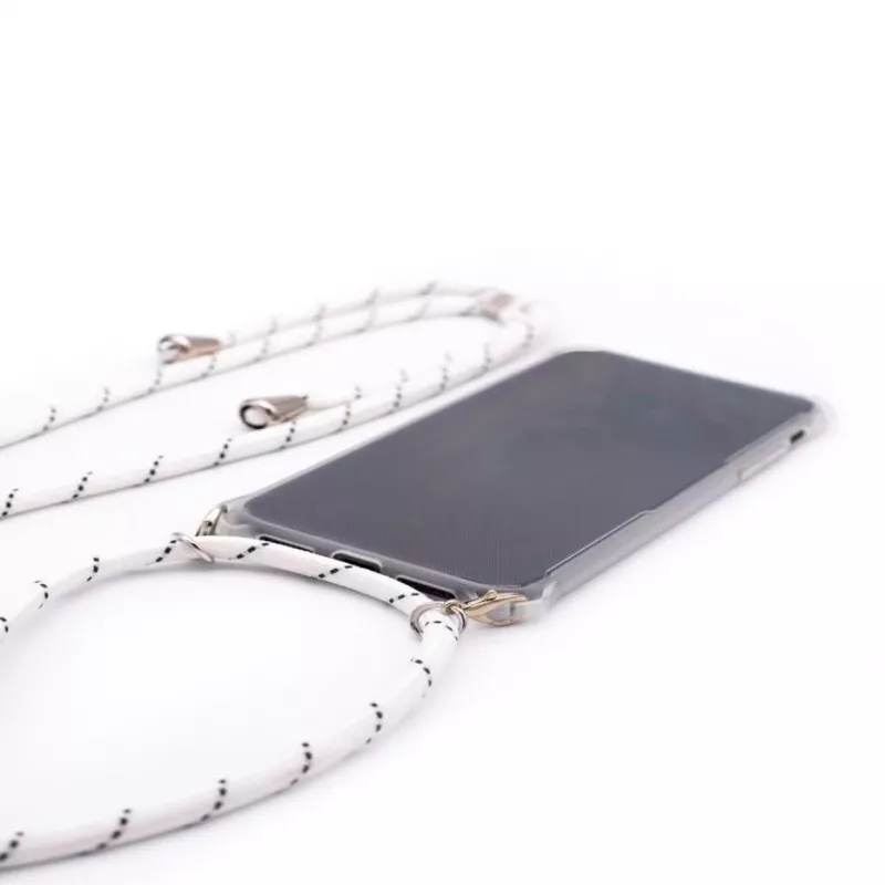 Evelatus Funda con correa de rayas blancas para Samsung Galaxy A50s transparente