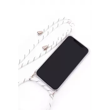 Evelatus Funda con correa de rayas blancas para Samsung Galaxy A50s transparente