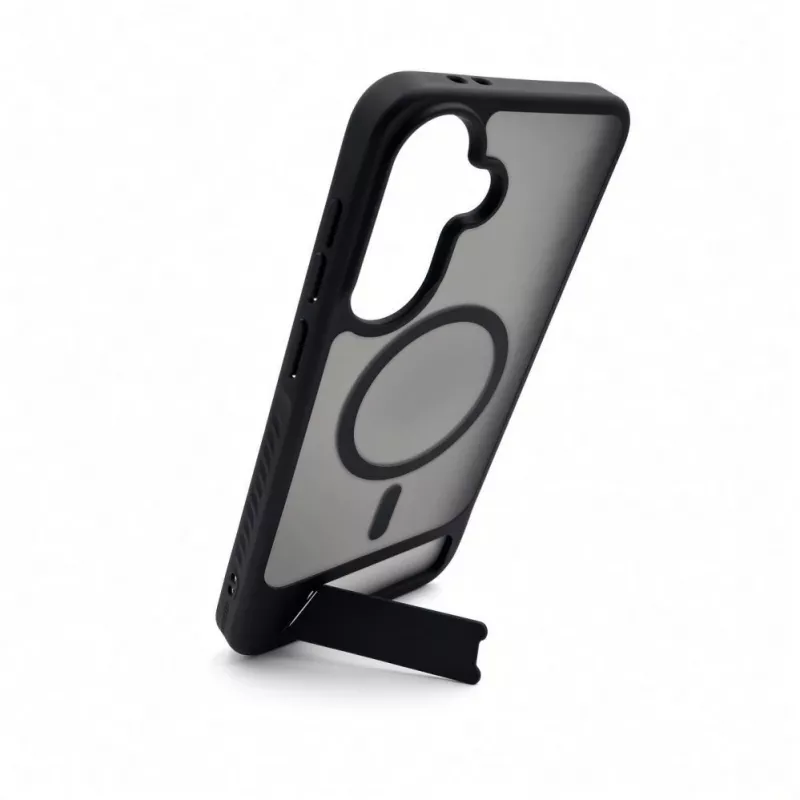 Evelatus Funda MagSafe de goma con soporte para Samsung Galaxy A57, negra
