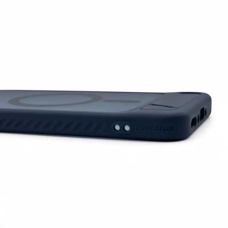 Evelatus Funda MagSafe de goma con soporte para Samsung Galaxy A57, azul marino