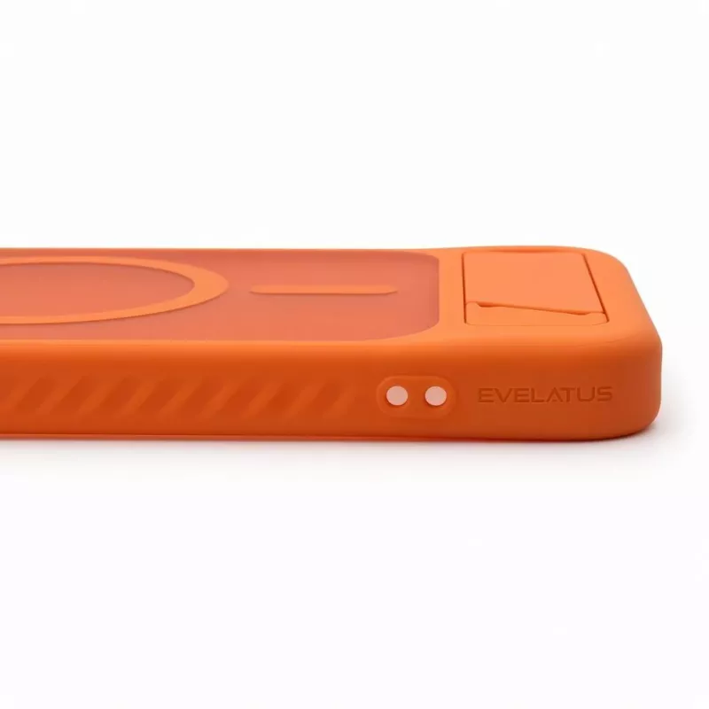 Evelatus Funda MagSafe de goma con soporte para Samsung Galaxy A57, naranja