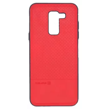 Evelatus Funda TPU con Placa Metálica para Soporte Magnético de Móvil para Samsung Galaxy A6 Plus 2018 Roja