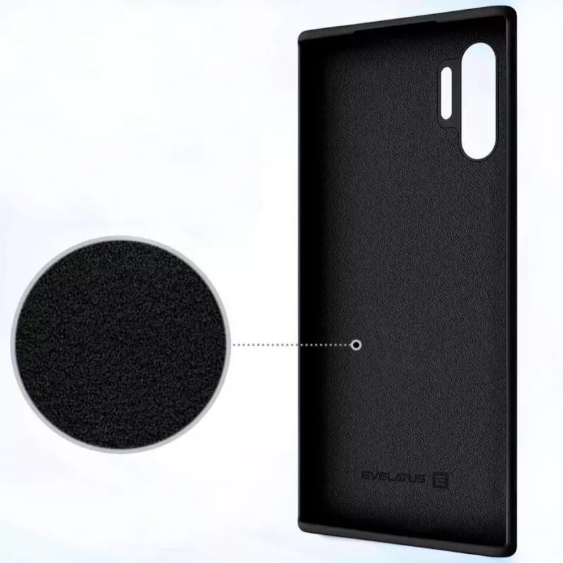 Evelatus Funda de silicona Premium Soft Touch negra para Samsung Galaxy Note 10 Plus