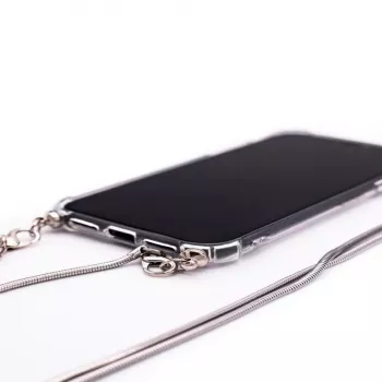 Evelatus Samsung Galaxy S10 Funda Silicona Transparente con Cordón TPU Plateado
