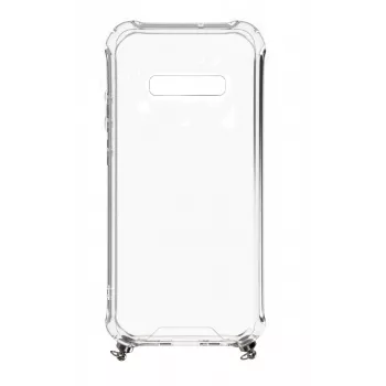Evelatus Samsung Galaxy S10 Funda Silicona Transparente con Cordón TPU Plateado