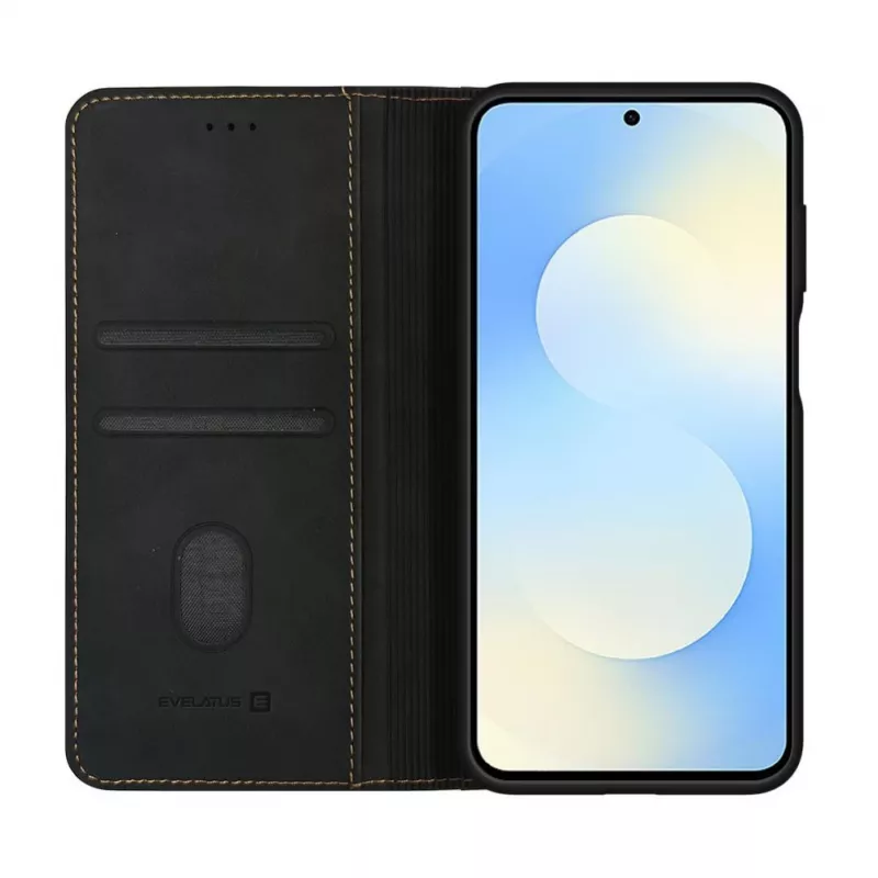 Evelatus Funda tipo libro para Samsung Galaxy S26 FE, negra