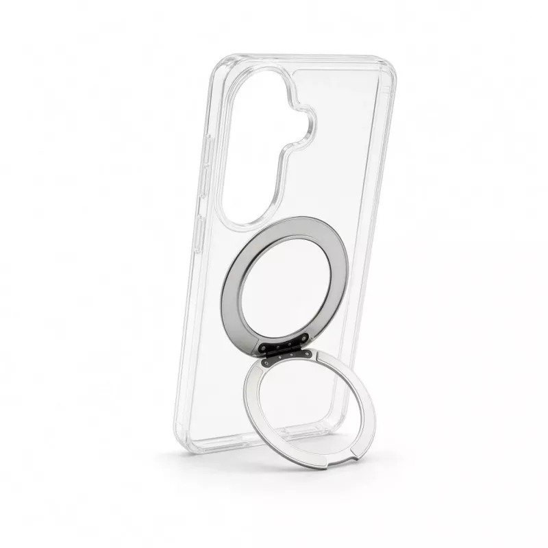 Evelatus Funda híbrida con MagSafe PC+TPU soporte metálico 360 para Samsung Galaxy S26 Transparente