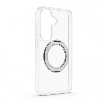 Evelatus Funda híbrida con MagSafe PC+TPU soporte metálico 360 para Samsung Galaxy S26 Transparente