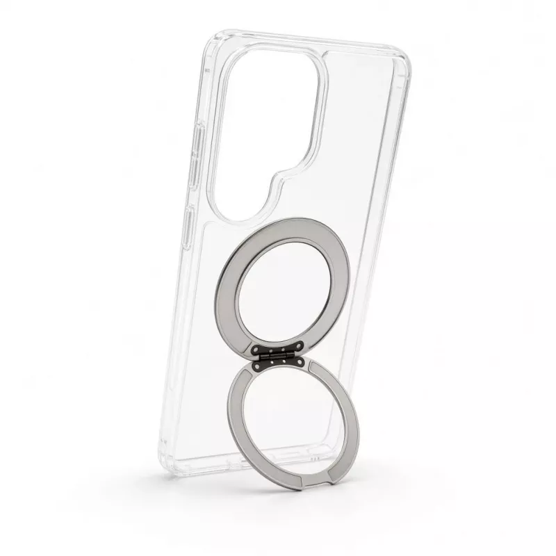 Evelatus Funda híbrida con MagSafe PC+TPU y soporte metálico 360 para Samsung Galaxy S26 Ultra, transparente