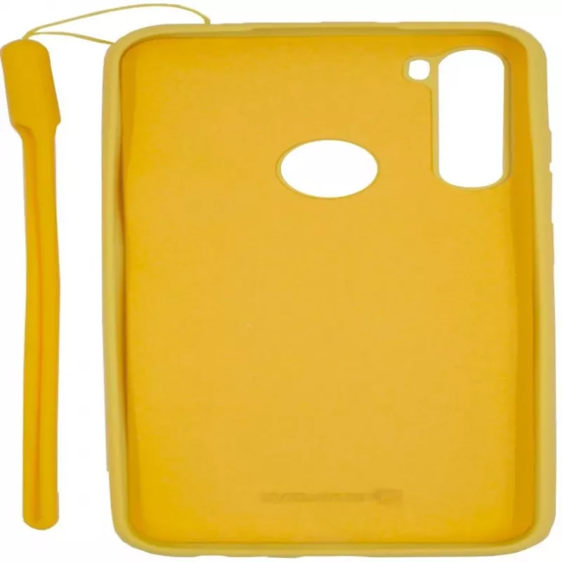 Evelatus Funda de silicona Soft Touch con correa de mano para Xiaomi Redmi Note 8 / Redmi Note 8 2021 - amarilla