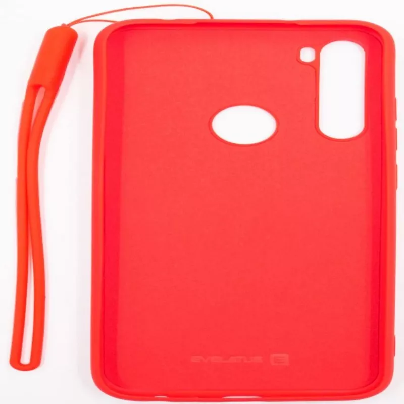 Evelatus Funda de silicona Soft Touch con correa para Xiaomi Redmi Note 8 / Redmi Note 8 2021 - Rojo