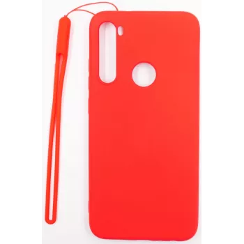 Evelatus Funda de silicona Soft Touch con correa para Xiaomi Redmi Note 8 / Redmi Note 8 2021 - Rojo