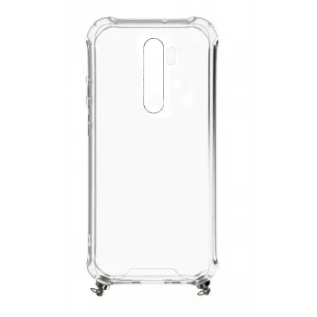 Evelatus Xiaomi Redmi Note 8 Pro Funda trasera transparente de silicona con correa de cuello TPU gris espacial